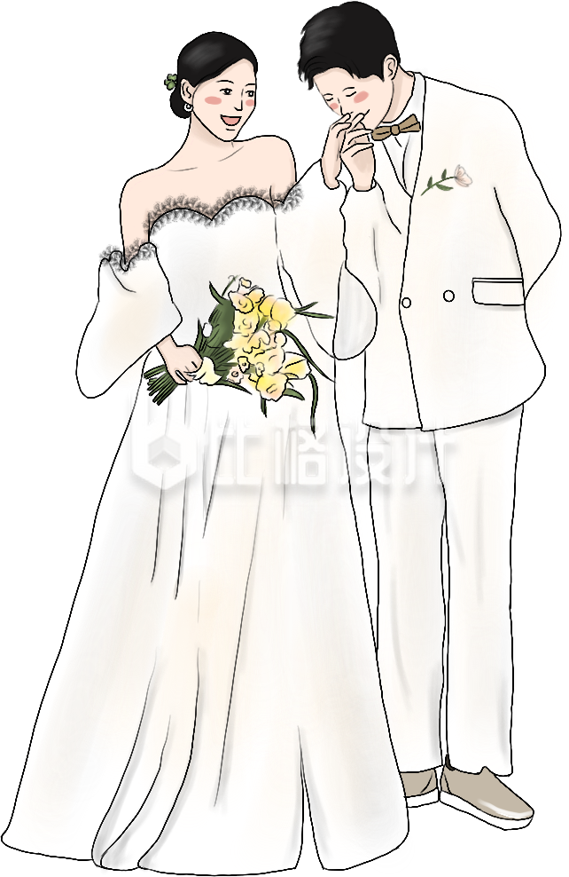 结婚手绘媳妇插画