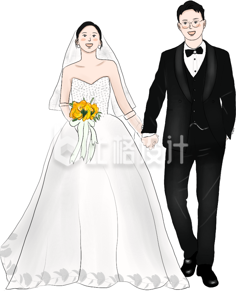 结婚浪漫手绘插画