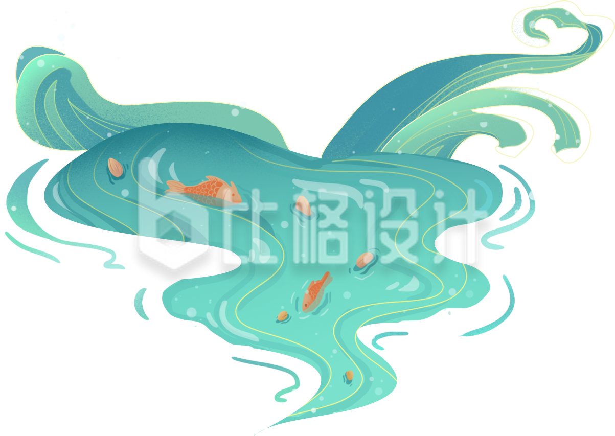 流水手绘插画