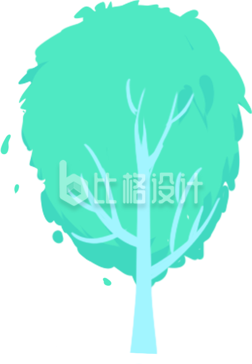 大树手绘植物插画