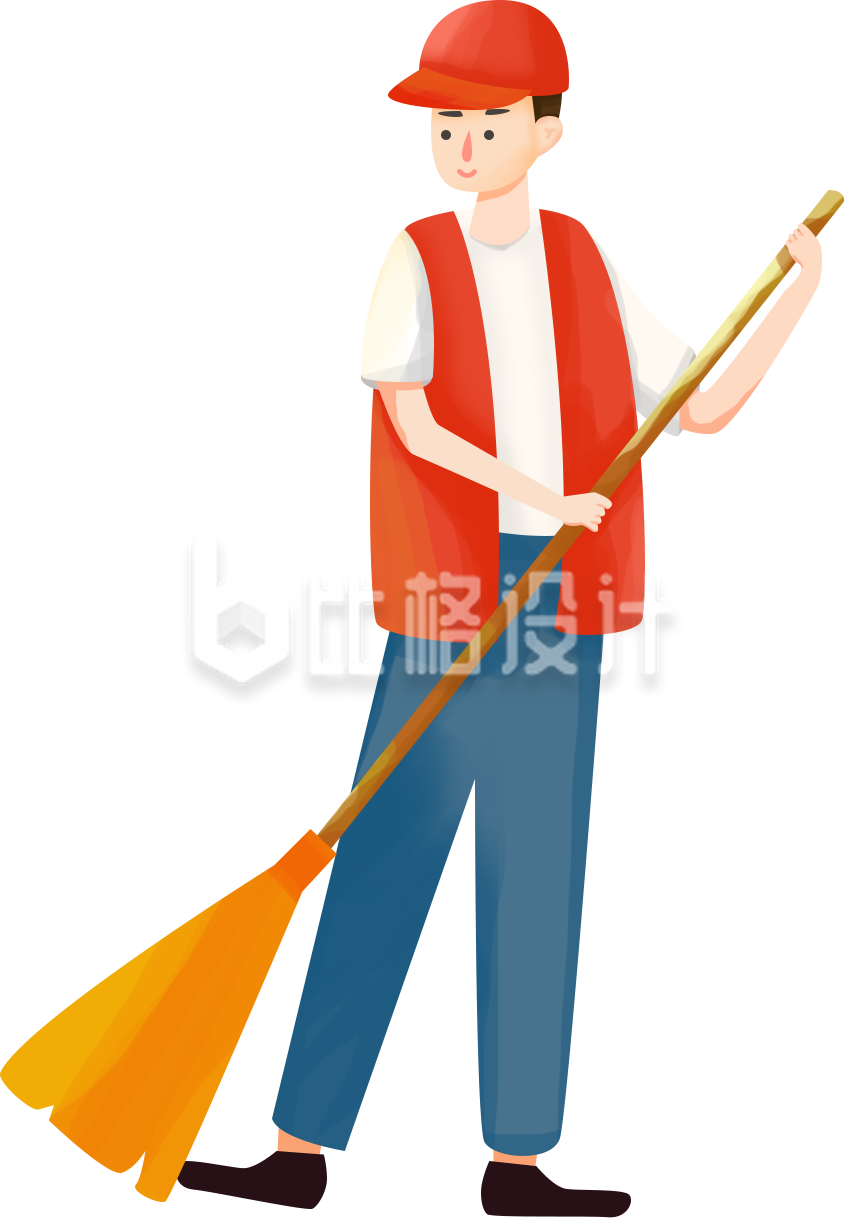 环卫工人劳动手绘