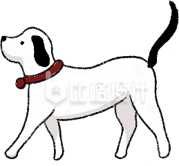 可爱导盲犬小狗孩手绘插画