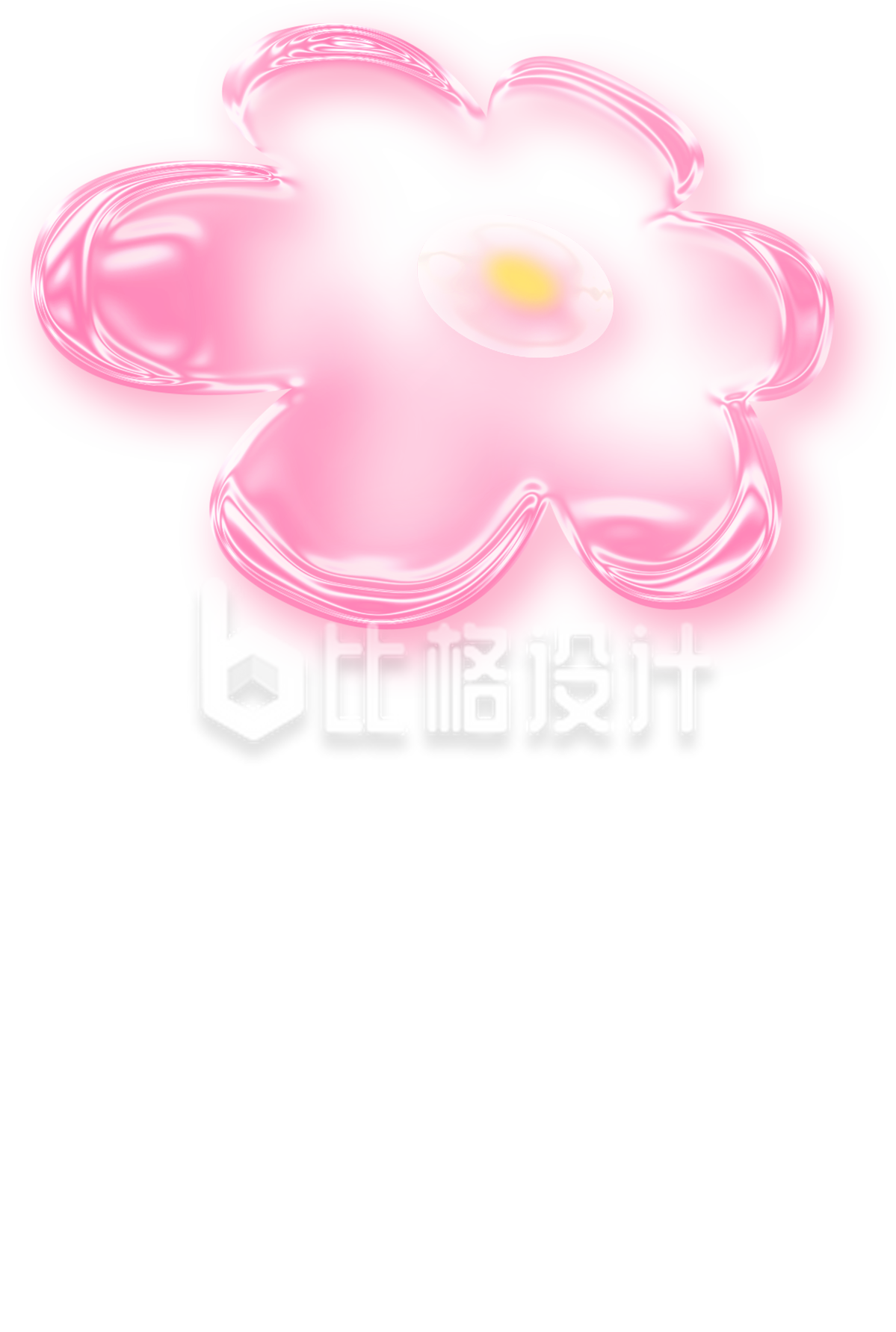质感玻璃小花手绘插画