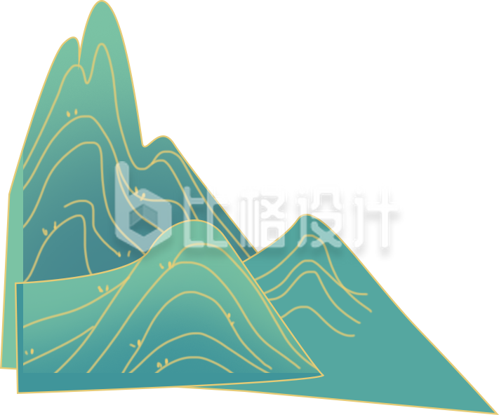 清新水墨风山脉插画 尽显自然之美