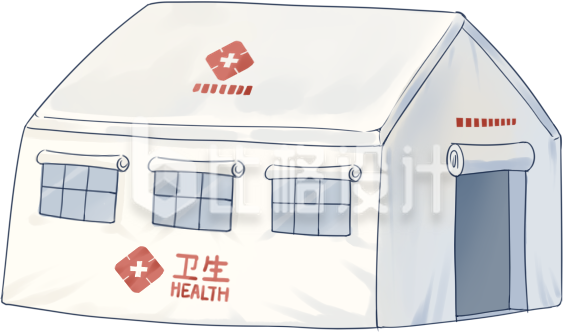 卫生帐篷医疗场景图 宣传物料插画设计
