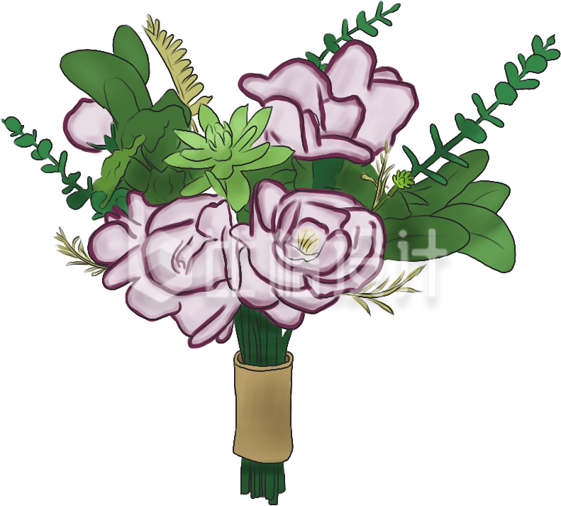精美插画风格的紫色鲜花束宣传物料图