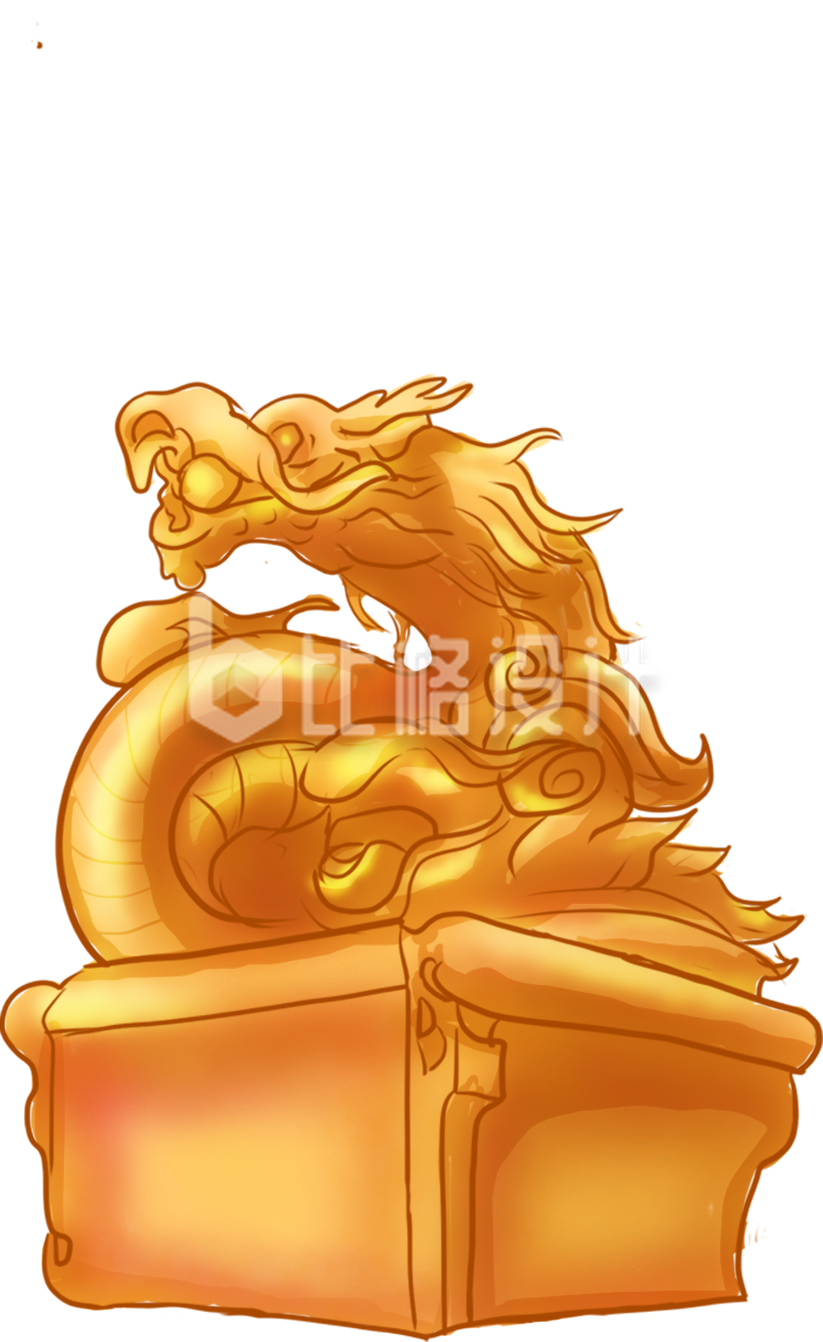 龙印章手绘插画金属