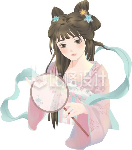 美少女上半身手绘