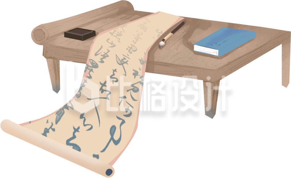 桌子毛笔书法手绘教育
