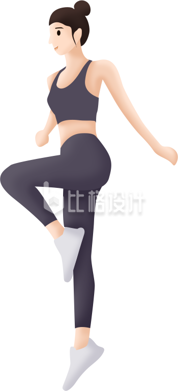 女性运动减肥手绘