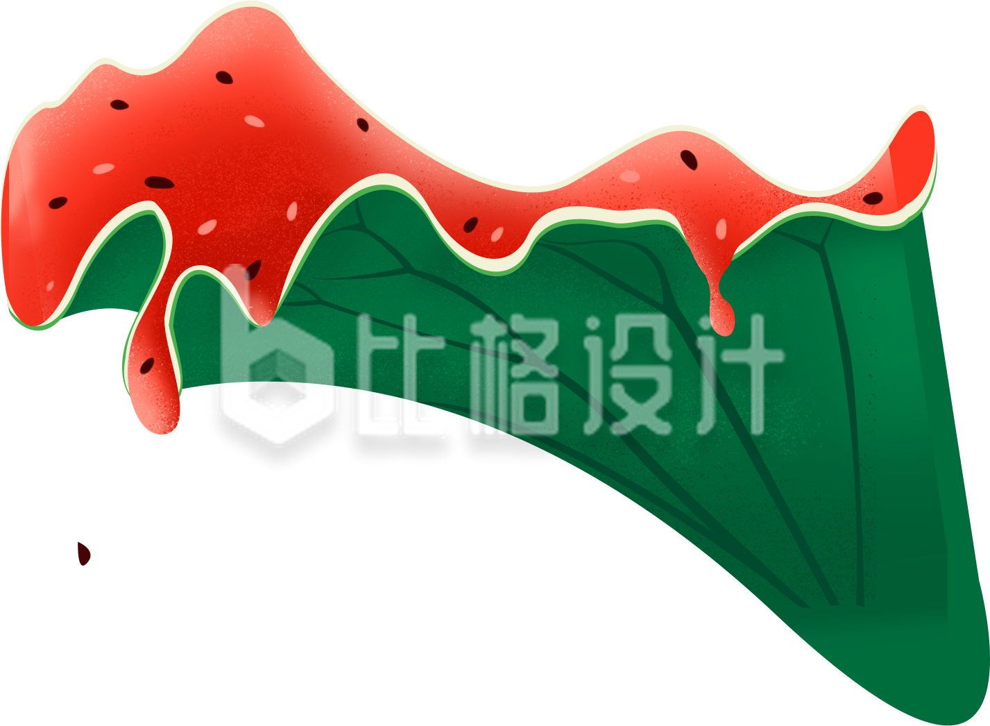 西瓜变成荷叶手绘