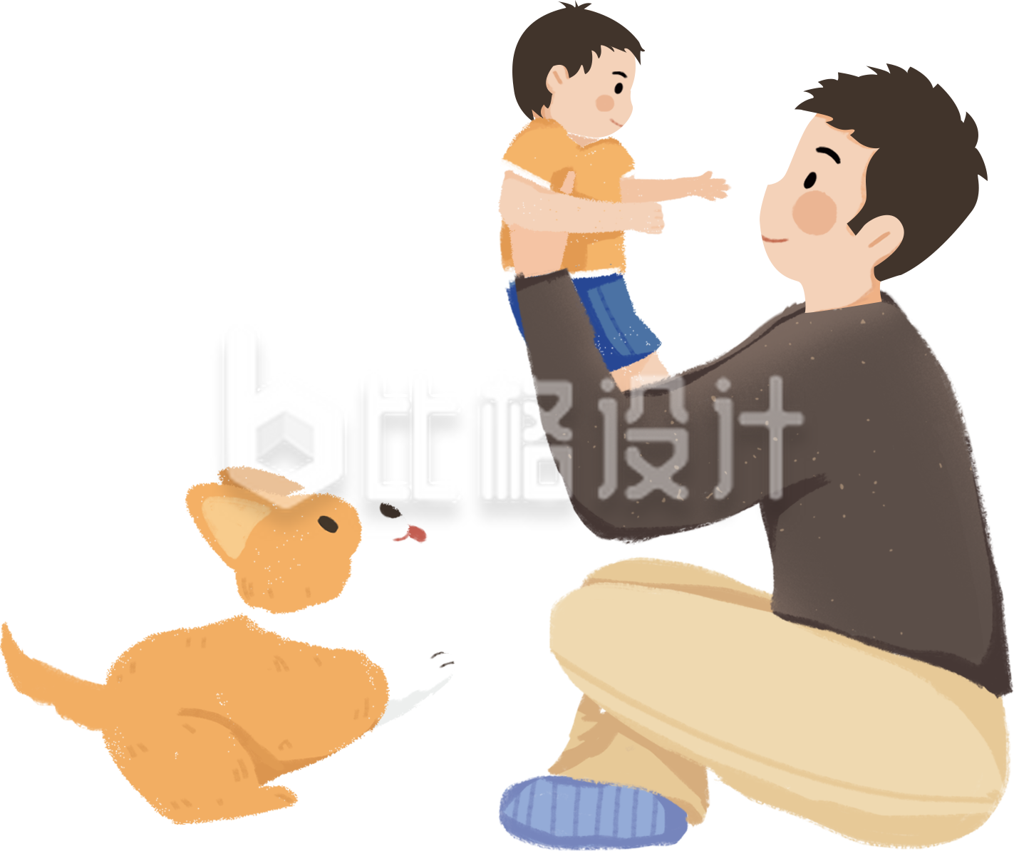 父亲节亲子活动手绘插画