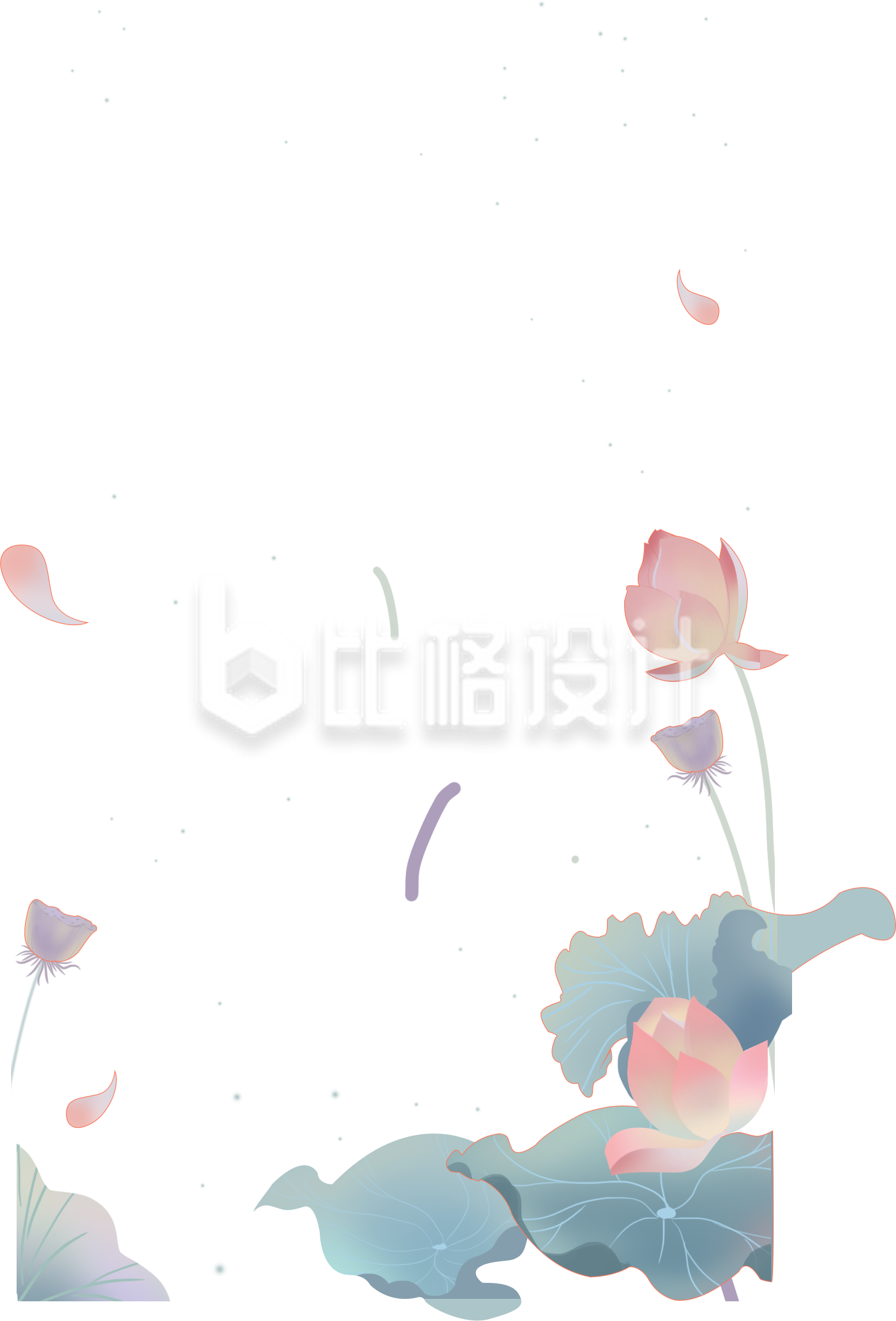 荷花手绘夏天