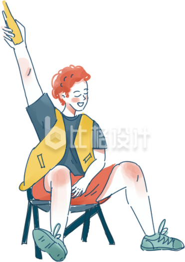 开心小男孩椅子手绘