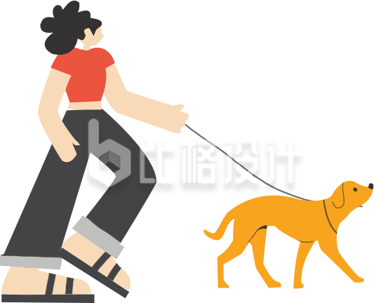 小女孩小狗手绘