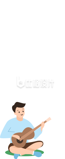 小男孩吉他唱歌手绘