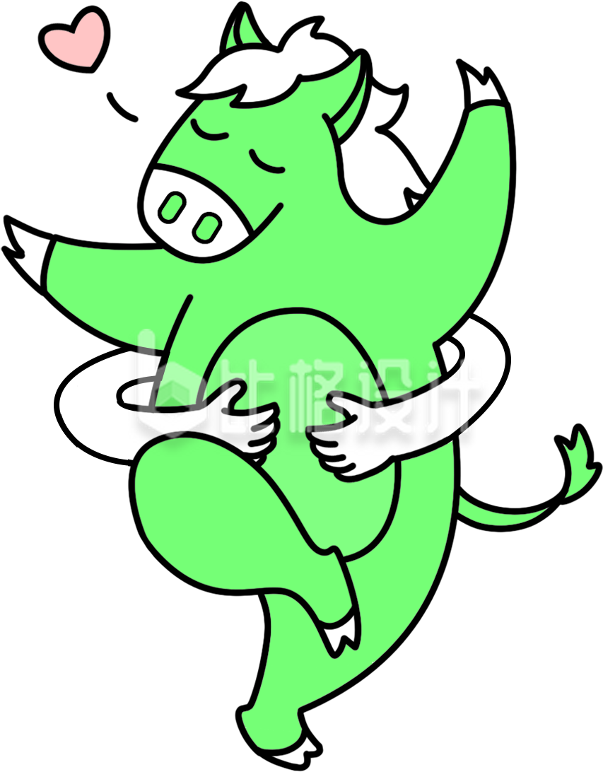 绿色马抱着手绘