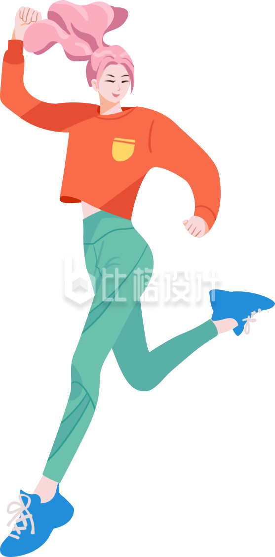 小女孩运动健身手绘