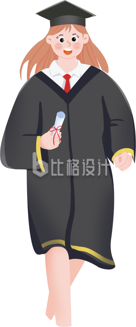 小女孩青春毕业手绘
