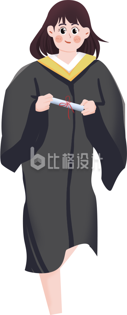 小女孩青春毕业季手绘