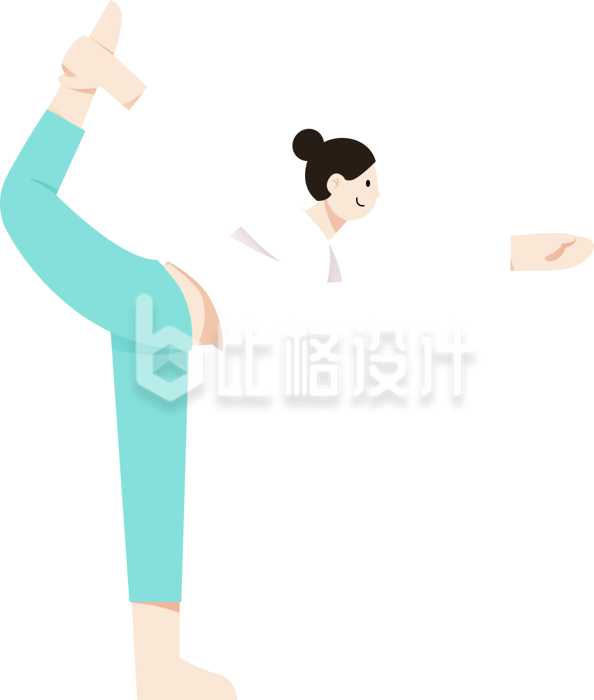 小女孩运动健身手绘