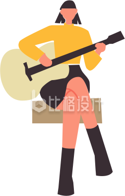 美少女吉他音乐节手绘