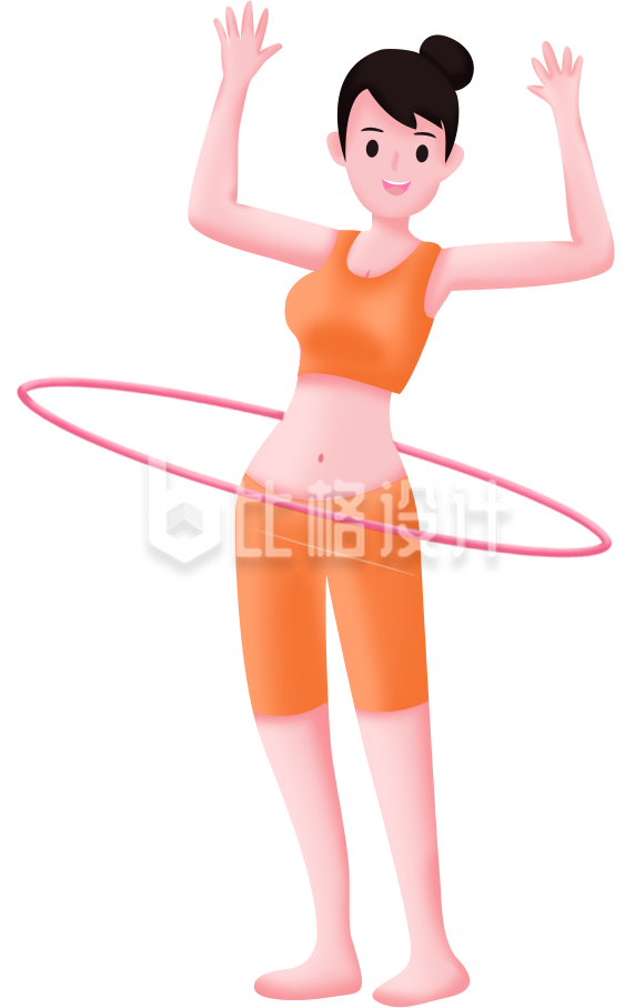 女性运动减肥手绘