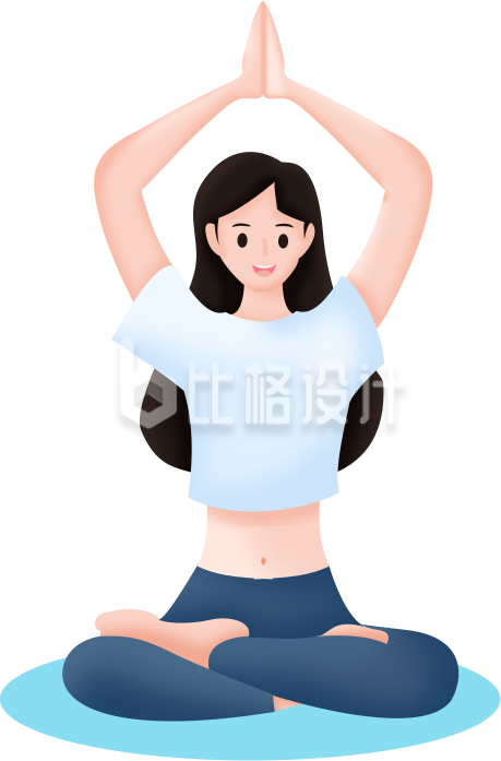 女性瑜伽运动手绘