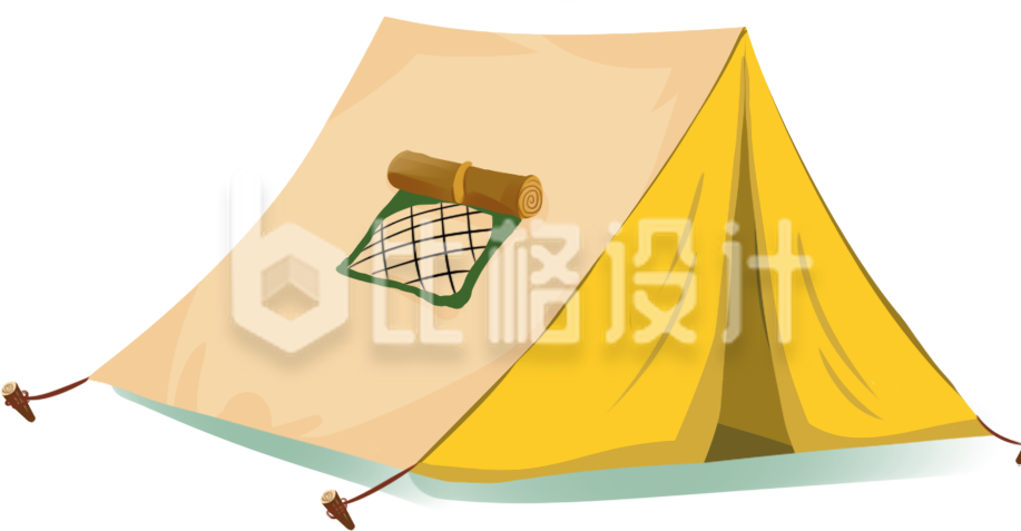 帐篷出行旅游手绘