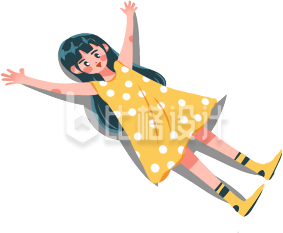 可爱小女孩开心手绘