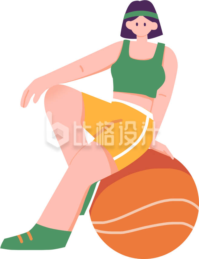 运动体育小女孩手绘