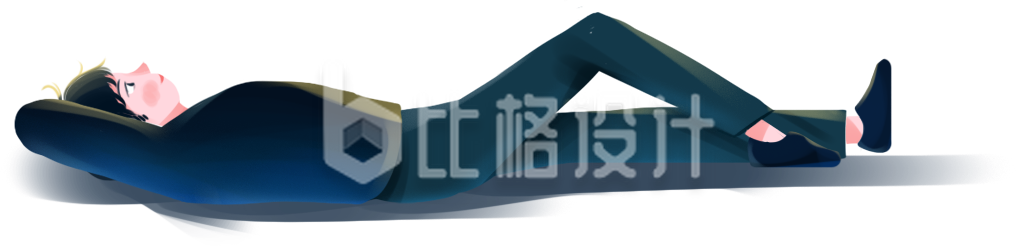 男性躺着手绘