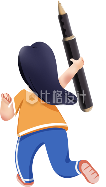 小女孩钢笔手绘插画