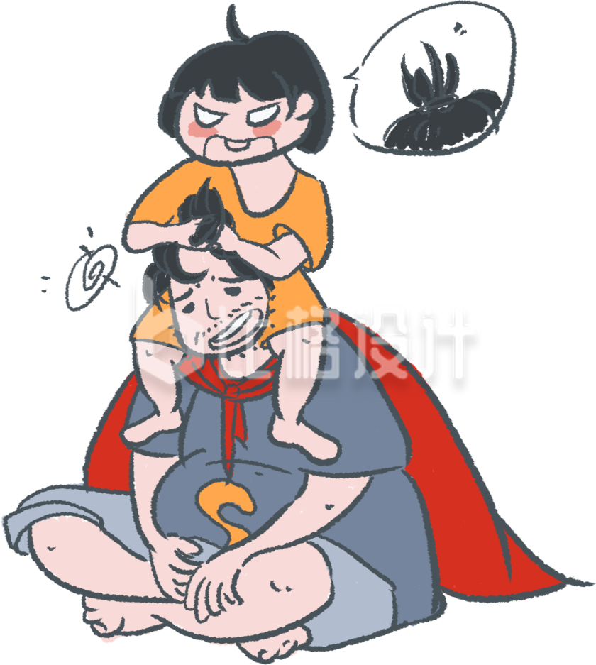 儿童父亲超人趣味手绘