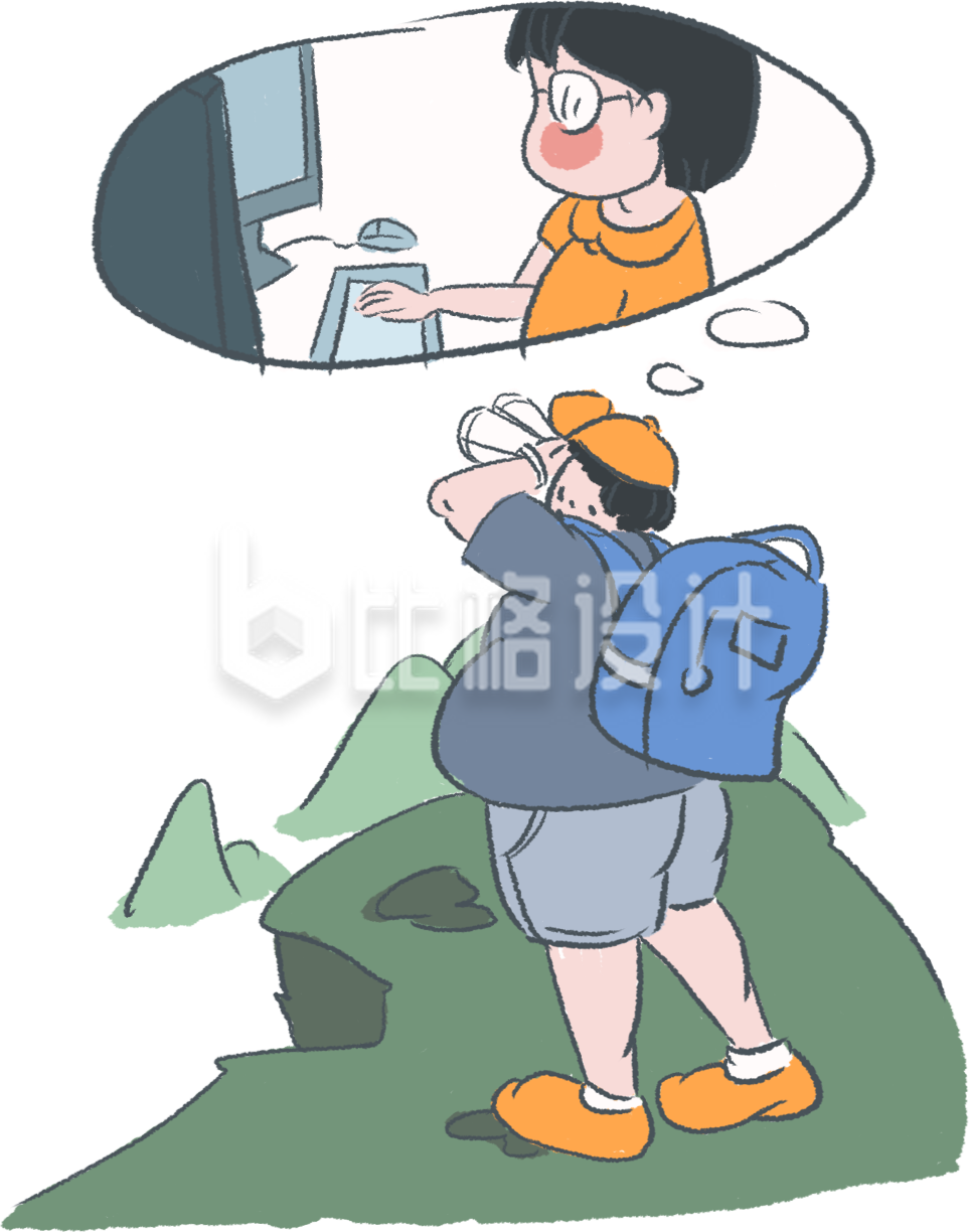 小女孩男性手绘
