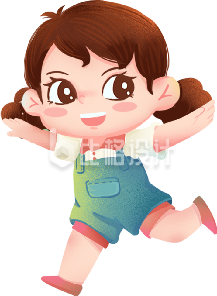 小女孩开心趣味手绘