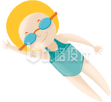 游泳夏天手绘