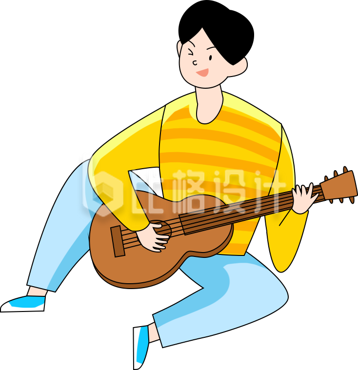 小男孩音乐节手绘