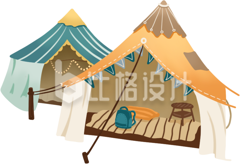 露营帐篷手绘