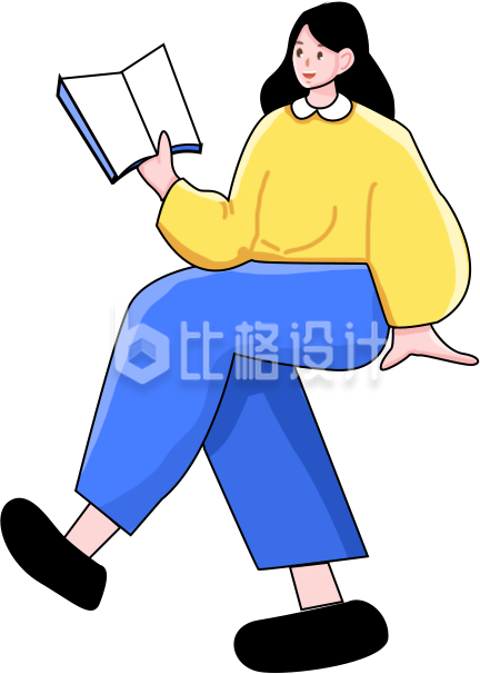 读书学习美少女手绘