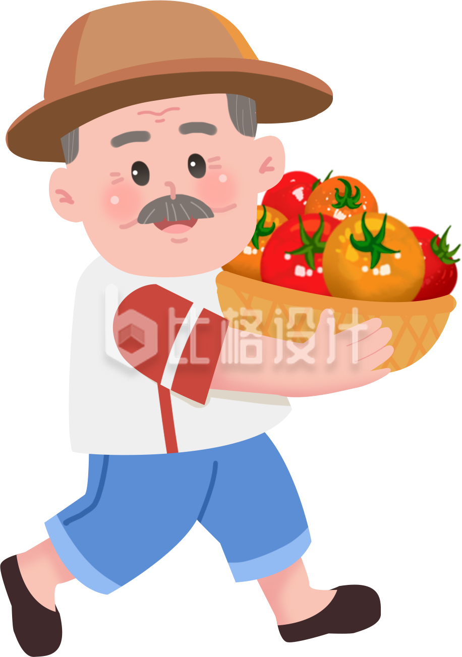 老人宣传乡村振兴手绘