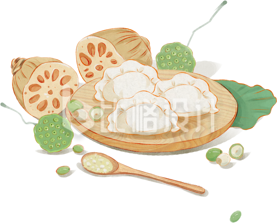 饺子藕手绘