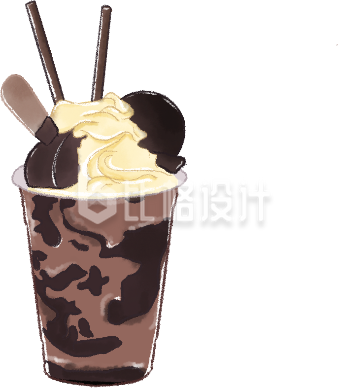 冰淇淋美食促销手绘