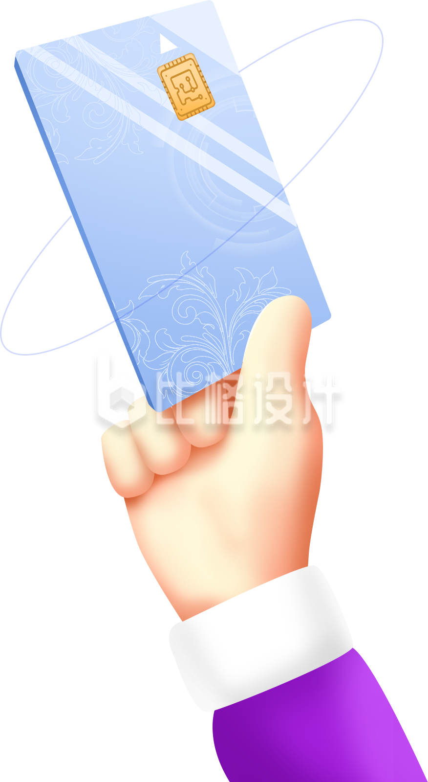 手拿银行卡手绘