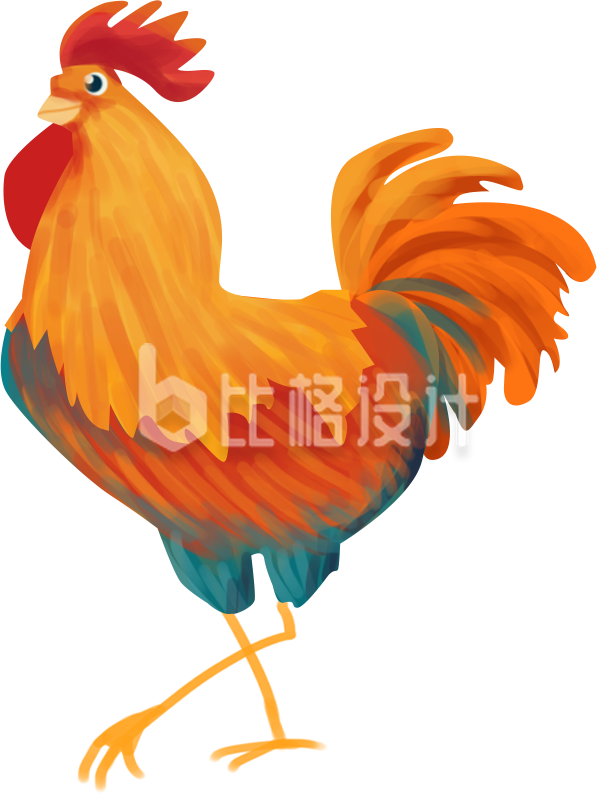 公鸡手绘插画趣味动物