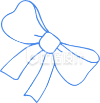 蓝色简约线条少女感手绘蝴蝶结 蓝色简约线条少女感手绘蝴蝶结