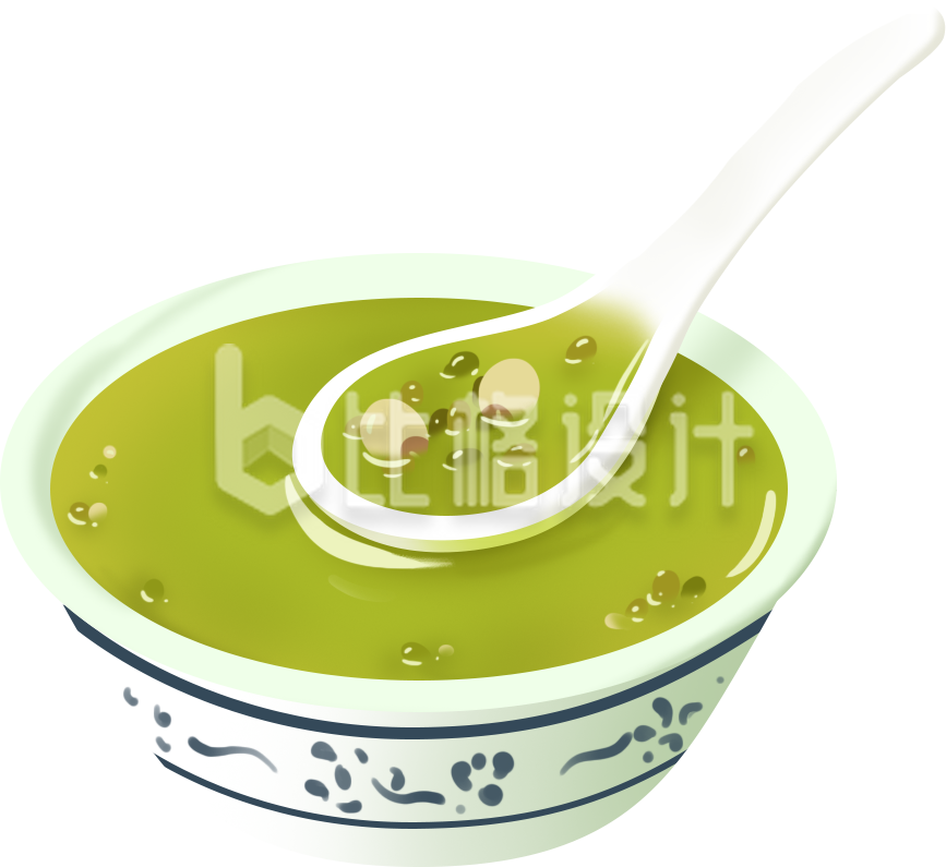 绿色简约绿豆汤解暑夏天插画