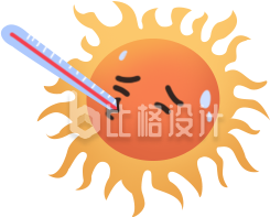 可爱卡通太阳高温手绘