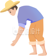 手绘卡通农民男生