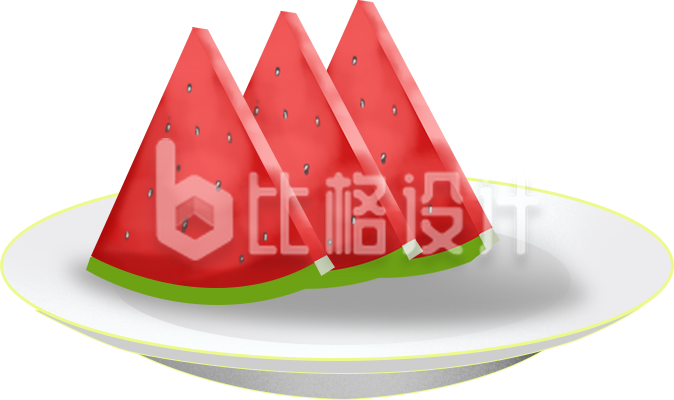 夏季清新红色西瓜手绘